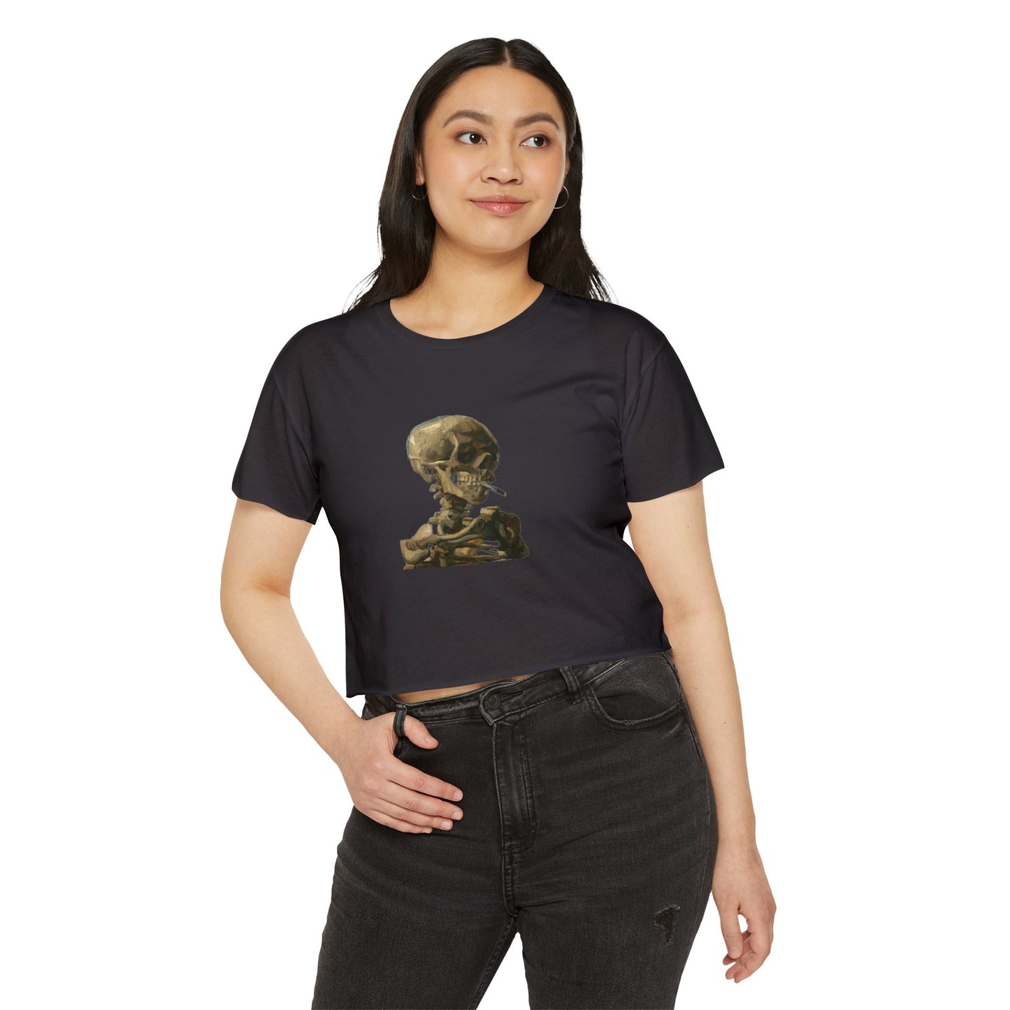 Smoking Skeleton Crop Top Tee