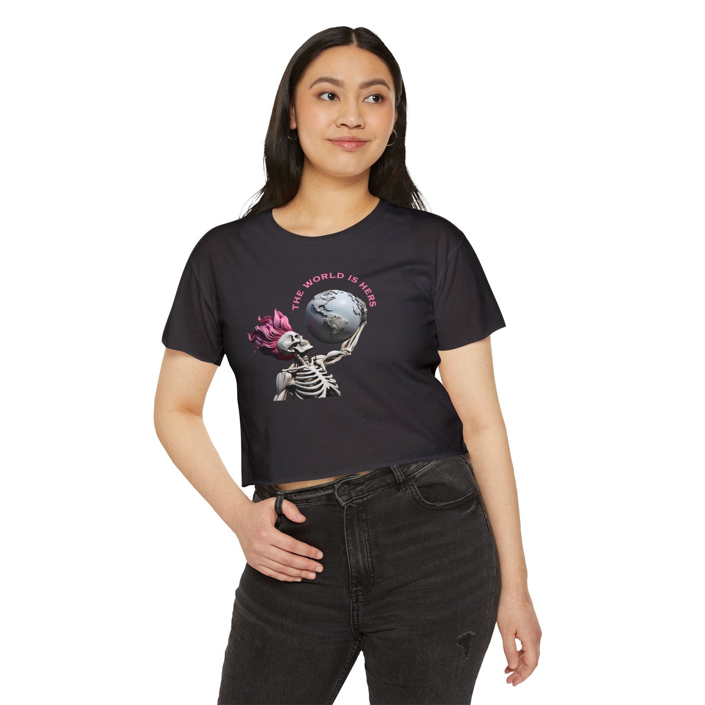 Skeleton Atlas: The World is Hers Crop Top