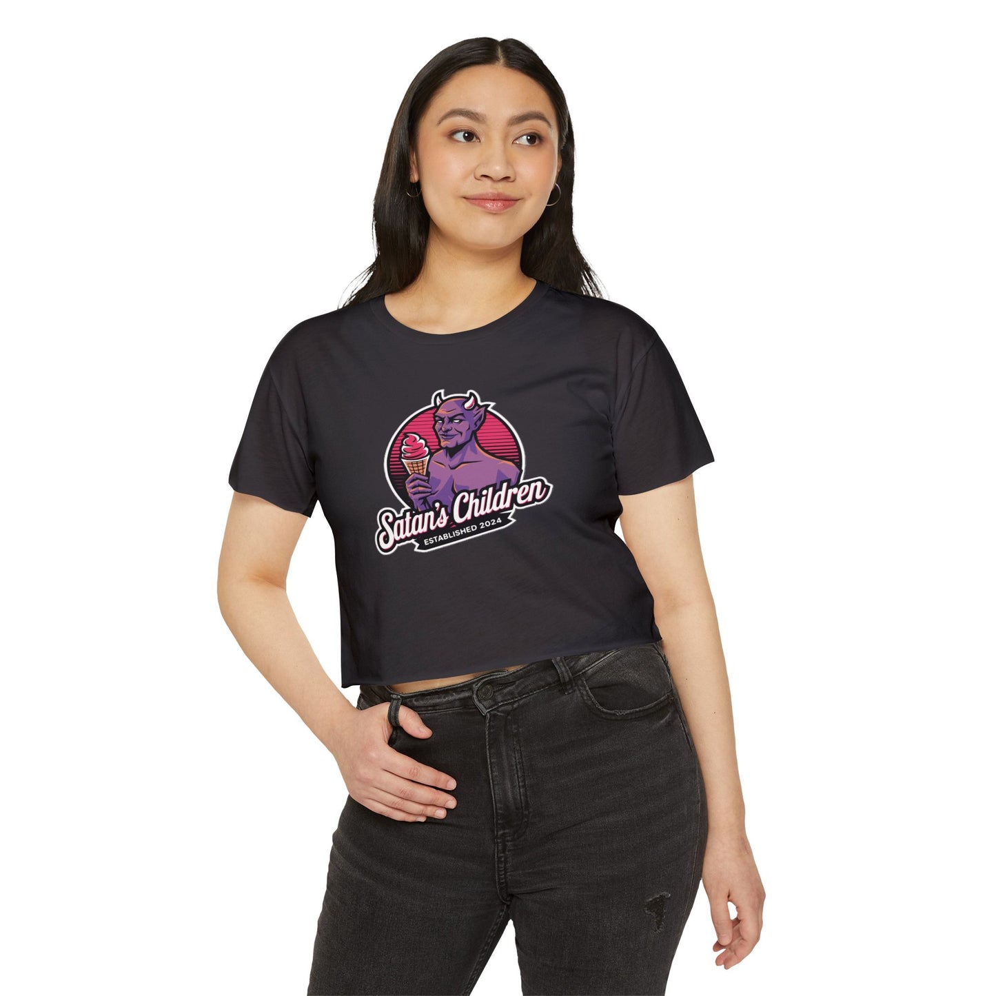 "Satan's Children Crop Top Baby Tee"