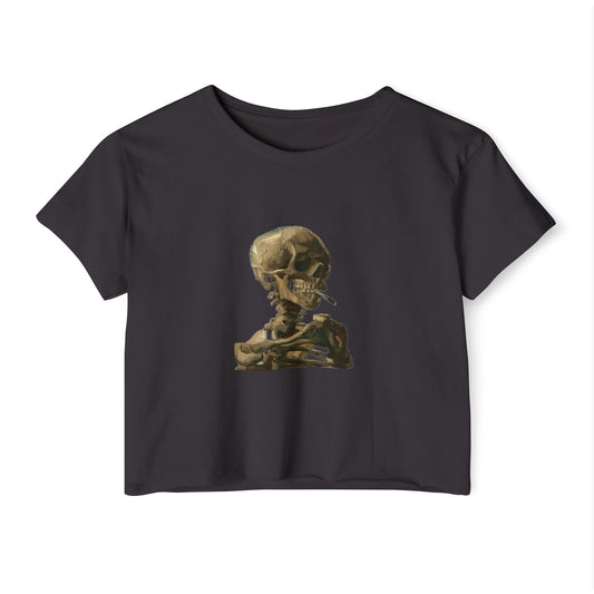 Smoking Skeleton Crop Top Tee