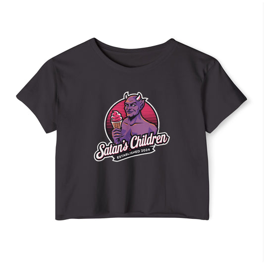 "Satan's Children Crop Top Baby Tee"