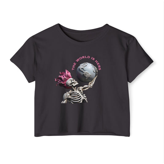 Skeleton Atlas: The World is Hers Crop Top